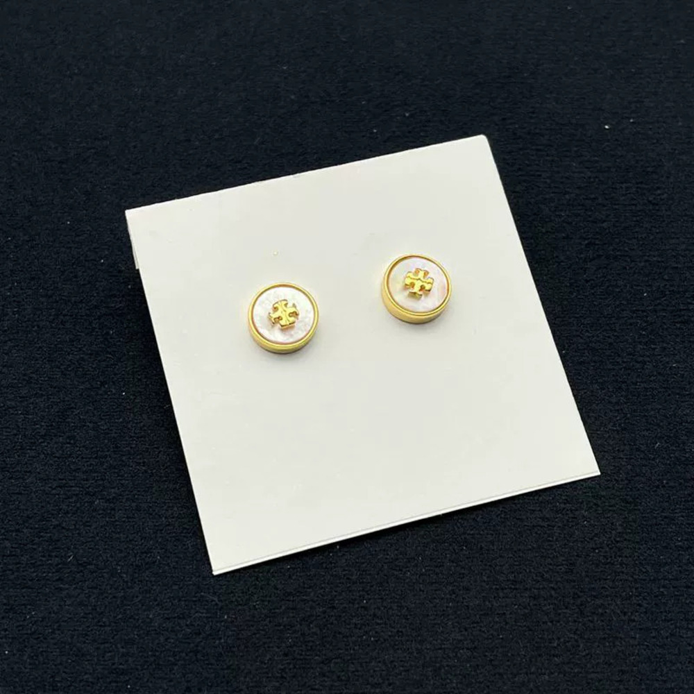 Tory Burch Mini Natural Mother of Pearl Double Round Studs